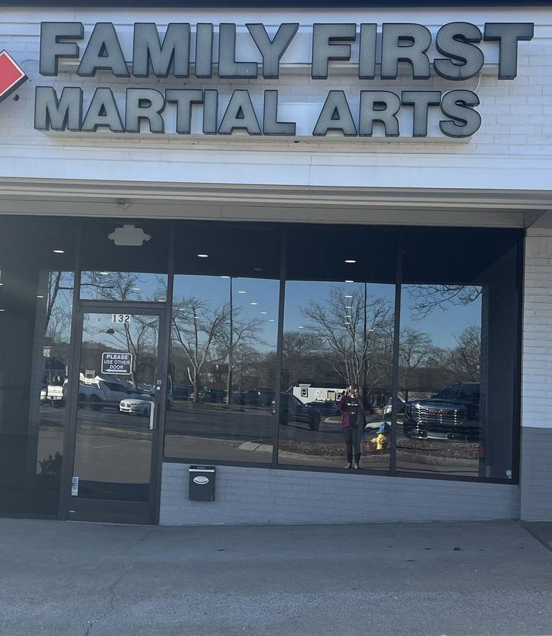 The front entrance of Family First Martial Arts in the Watson Glen Shopping Center, Franklin TN